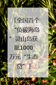 全国首个“负碳海岛”灵山岛获批1000万元“生态贷”